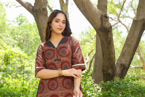 Women Geometric Printed Cotton Ethnic Dresses